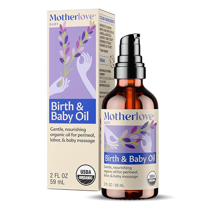 Motherlove Birth & Baby Oil (2 oz) Gentle Lavender-Infused Oil for Perineal, Labor & Baby Massage—USDA Organic, Vegan, & Cruelty Free