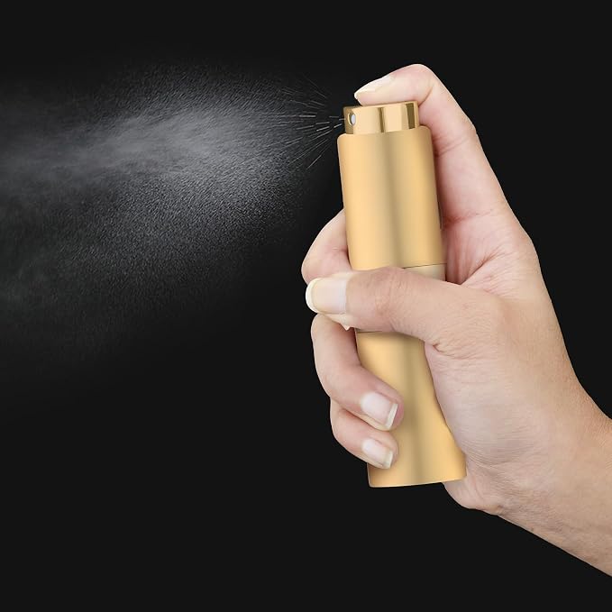 Cologne Travel Bottle 20ml - Large Size Perfume Atomizer Refillable for Men - Pocket Empty Fragrance Sprayer for Refill - 0.67oz Portable Twist Spray Sample Container for Purse Black &Gold