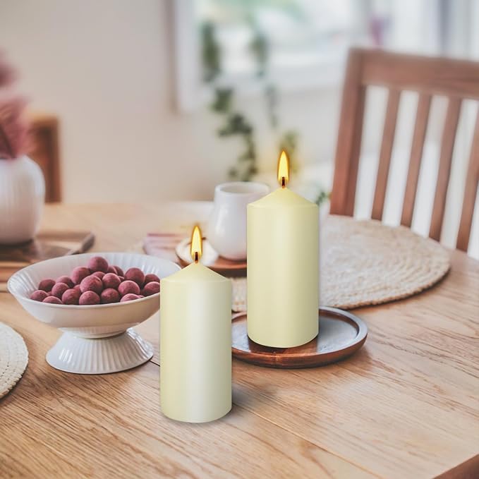 YOROXRG 2"x4" High Ivory Pillar Candles, Set of 20 Unscented. Bulk Buy. Ideal for Halloween, Wedding, Emergency Lanterns, Household, Wedding and Home Décor Candlesticks