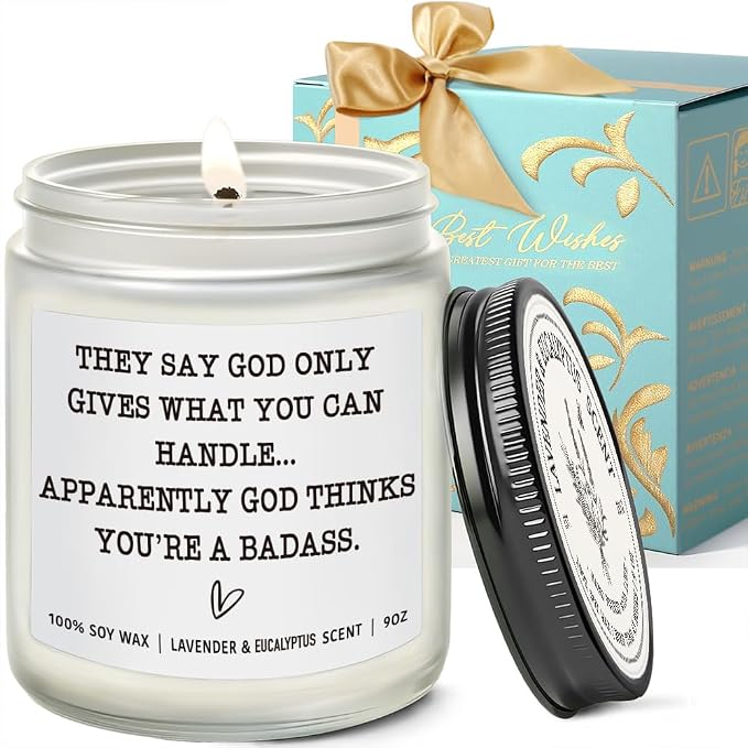 Get Well Candle Gifts for Women, They Say God Only Gives What You Can Handle Candle, Funny Cancer After Surgery Gifts Humor Encouragement Gift Feel Better for Sick Friends, Condolences Gift for Loss