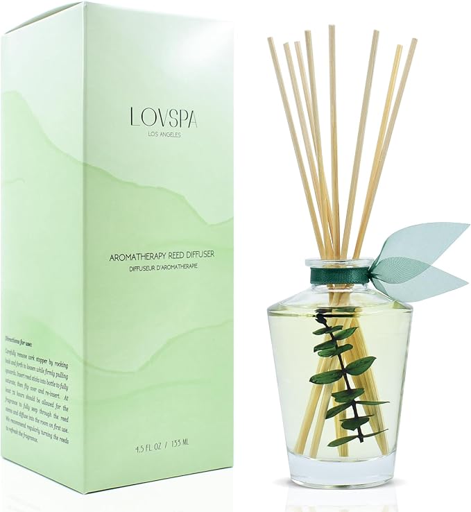 Reed Diffuser Set, Cleanse Eucalytpus Sage Scented Oil Diffuser with Sticks, Home Fragrance Accessories for Bathroom Shelf Decor, Aroma Diffusers for Home or Office Desk, USA Made