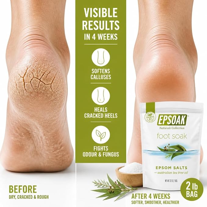 Tea Tree Oil Foot Soak with Epsoak Epsom Salt - 2 Pound Value Bag - Made in the USA