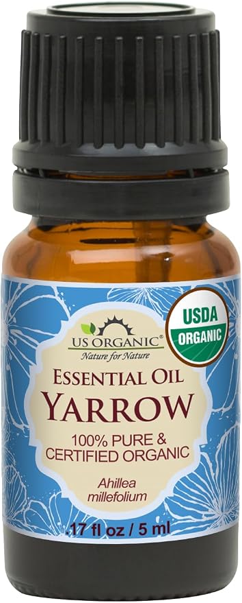 US Organic 100% Pure Yarrow Essential Oil, USDA Certified Organic, Steam Distilled, Achillea Millefolium, Therapeutic Grade, Calming & Soothing, Skin Care & Aromatherapy, Sourced from Bulgaria (5 ml)