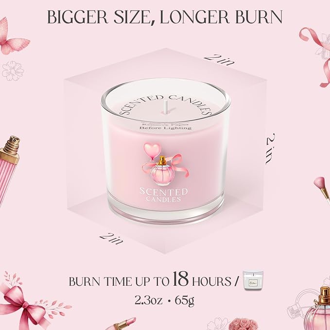 CHILLFLAME Pink Candles, Scented Candle Gift Set for Stress Relief, 6 Votive Candles for Women and Men, Birthday Candle Gifts for Women, Candles Gifts for Women (Pink, 14 oz)