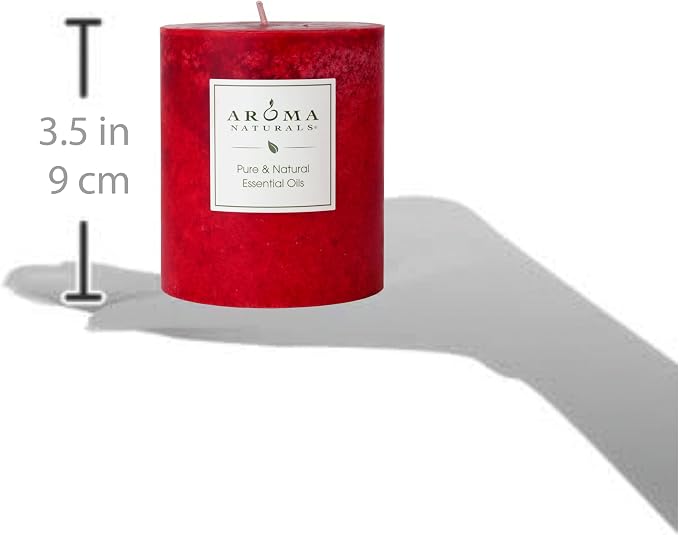 Aroma Naturals Holiday Orange, Clove and Cinnamon Essential Oil Scented Pillar Candle, Warm Spice, 3 inch x 3.5 inch