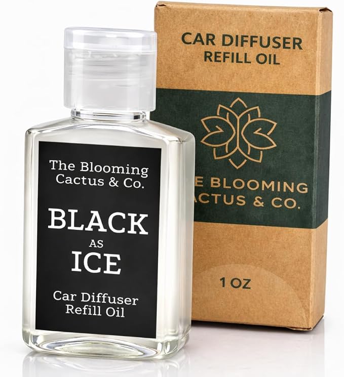 Car Diffuser Oil Refill 1 oz – Essential Oil Car Air Freshener Refill for Hanging Car Diffuser, Long Lasting Fragrance Oil, Phthalate Free, Multiple Scents. | Black Ice (Type)
