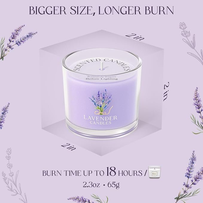 CHILLFLAME Lavender Candle, Scented Candles Gift Set for Stress Relief, 3 Votive Candles for Women and Men, Birthday Candle Gifts for Women, Christmas Candles for Women (Purple, 7 oz)