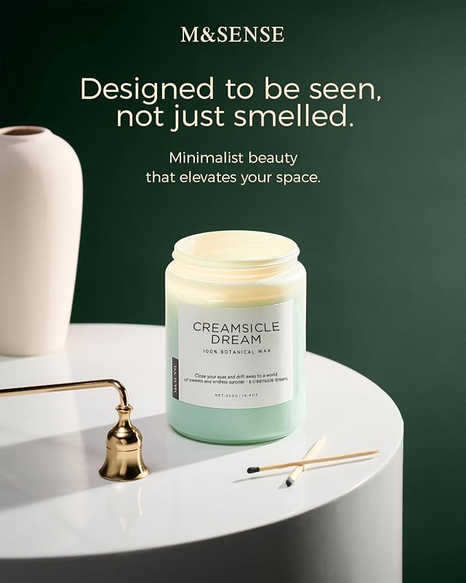 M&SENSE Orange Creamsicle Summer Scented Candles for Home, 19.4oz Soy Wax Non Toxic Candle, 110 Hours Slow Burning Time, Long Lasting Fresh Fragrance Gifts for Family Friends