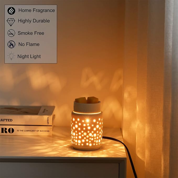 nawaza Ceramic Wax Melt Warmer,Candle Wax Warmer Night Light,2-in-1 Electric Wax Melter and Fragrance Warmer for Scented Candle Wax Burner Home Office Decor Mothers Day Birthday Gifts for Women(dot)