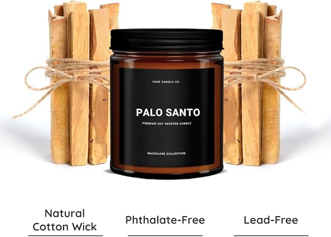 1OAK Palo Santo Candle - Mens Candles for Home - Masculine Candle - Scented Candles for Men - Long Burning Premium - Soy Wax (7oz.)