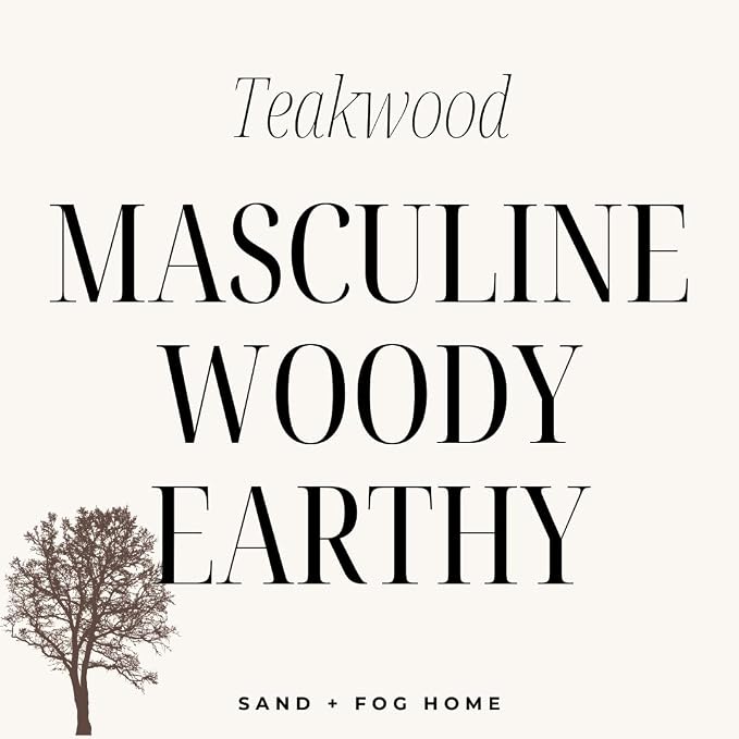 Sand + Fog Scented Candle - Teakwood - Additional Scents and Sizes – 100% Cotton Lead-Free Wick - Luxury Air Freshening Jar Candles - Perfect Home Décor for Your Cocktail Table – 34 oz