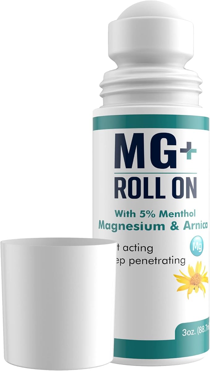 MARS WELLNESS MG+ Cooling Roll on Pain Relief (3 oz) – Fast Acting Arnica Roll on 5% Menthol Magnesium & Arnica – Penetrating Menthol RollOn Topical Pain Relief, Aches, Sore Muscle Pain