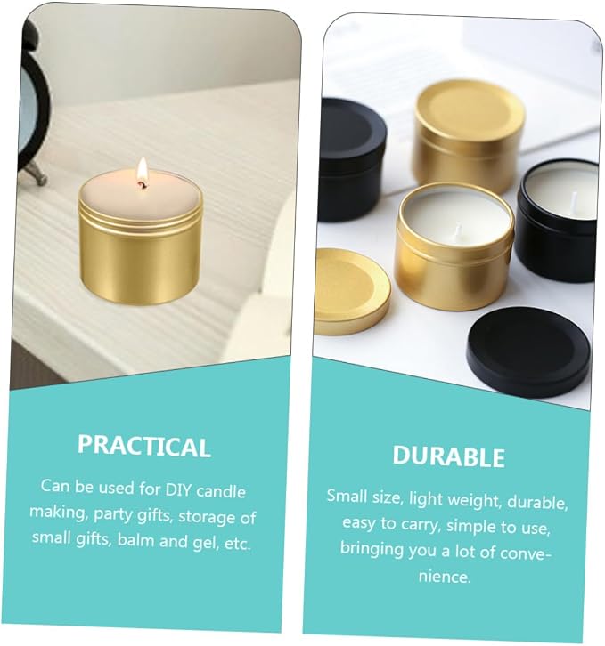CORHAD 4pcs Aluminum Alloy Candle Jars Lids Scented Candle Holders Portable Travel Storage Containers for Tealight for and Weddings