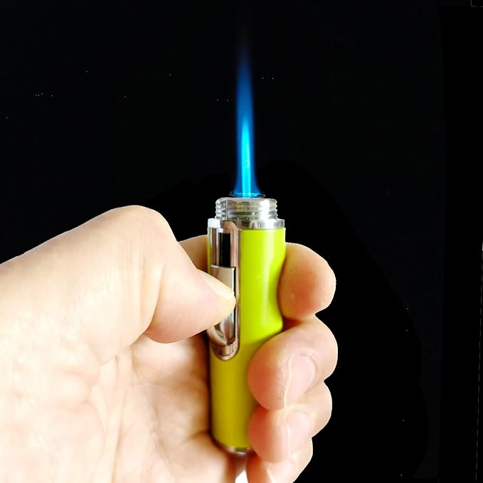 Torch Lighter,Handheld Multifunctional All-in-One Tube Built-in Detachable Windproof Lighter,Outdoor,Indoor,Camping,Candle,Birthday,Lemon Green(2PCS)