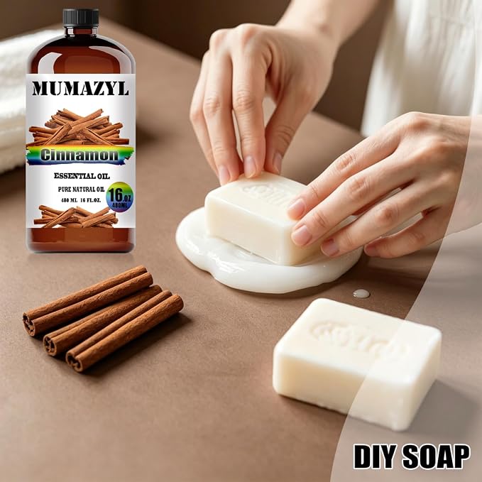 Cinnamon Essential Oil, Cinnamon Oil 16 Fl Oz 480ML for Diffuser Humidifier Yoga Cleaning DIY Candle Soap Making MUMAZYL Essential Oils