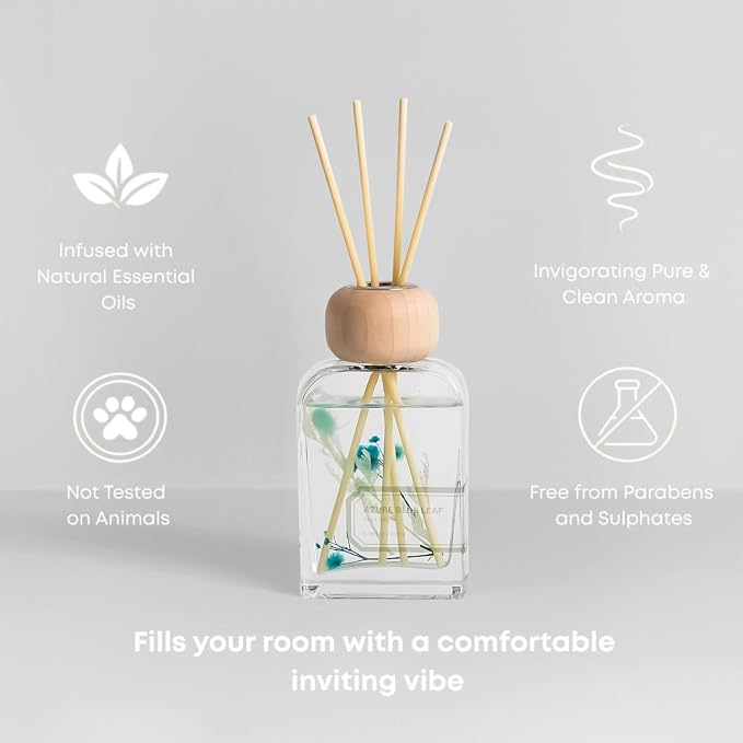 Reed Diffuser Set, 3.4 fl oz - Refreshing Scented Oil Diffuser with Sticks, Earl Grey Woods Bathroom Scent Diffuser, Home Fragrance for Bedroom, Living Room, Bathroom Shelf Decor