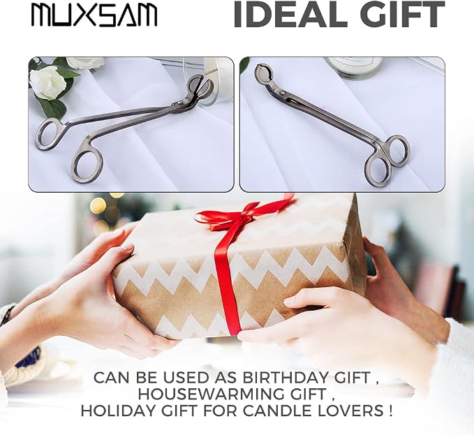 MUXSAM Candle Wick Trimmer, Wick Cutter, Steel Candle Scissor, Wick Clipper, Candle Shear Candle Care Tool for Scented Candle Lovers Gifts, Safely Remove Cut Wick Reduce Soot, Bronze