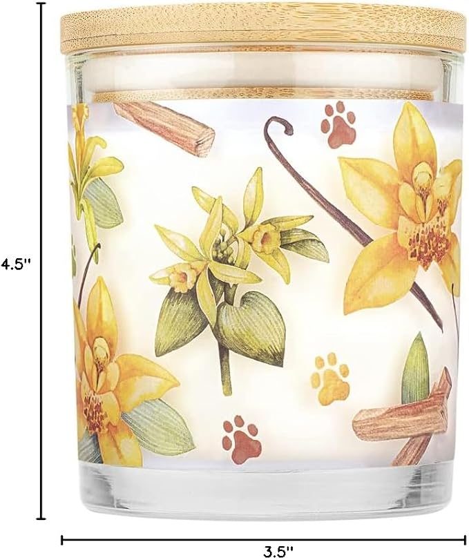 One Fur All Pet House Candle 2 Pack - Plant-Based/Soy - Clean Burning Scented, Long Lasting Pet Odor Candle for Home - Vanilla Sandalwood