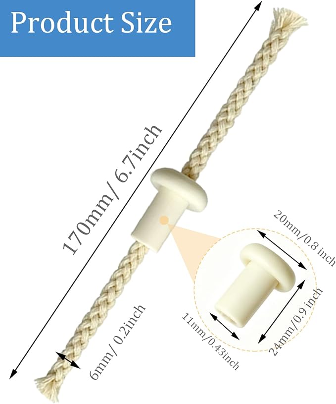 Oil Lamp Wicks，Round Cotton Kerosene Oil Lamp Wicks Burner for Ceramic Holders Torch Wine Bottle Oil Candle Lamp-10Pcs