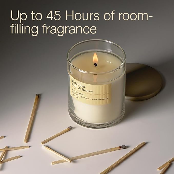 Bath & Body Works Single Wick Candle, Pistachio Milk & Honey Candle, Long-Lasting Burn Up to 45 Hours, Exclusively Fragranced Soy Wax Blend, 8 oz - 2 Pack