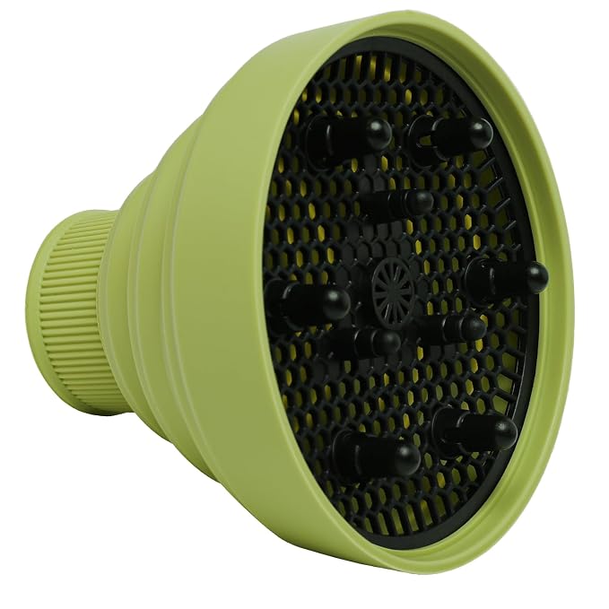 Universal Collapsible Hair Dryer Diffuser Attachment-Foldable Portable Travel and Easy Storage Hair Diffuser Fit Most Hair Dryers with Nozzle Diameter D-1.575Inch to 1.968 Inch (4-5cm)- Green