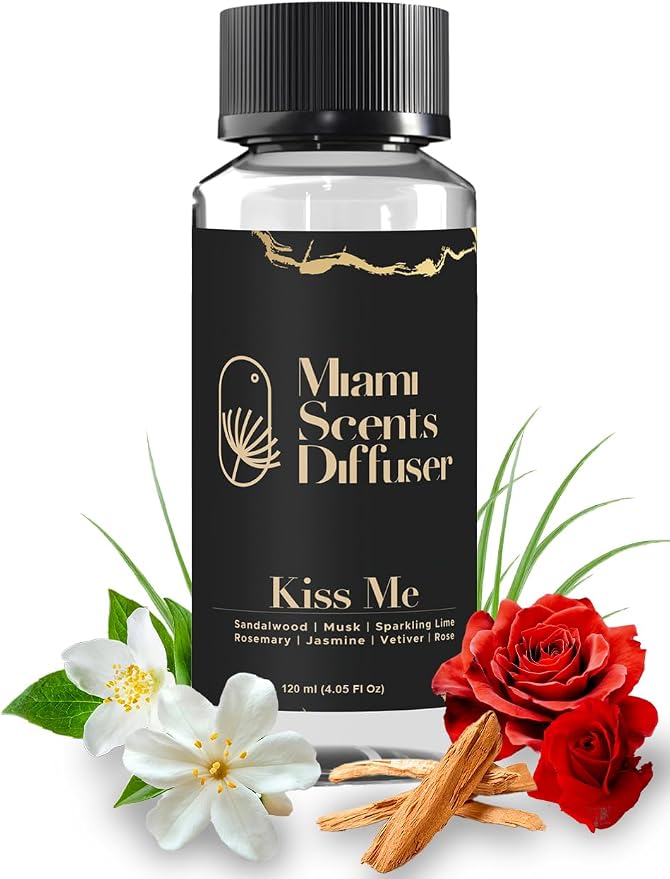 Velvet Kiss Essential Oil Refill Luxury Hotel Inspired - Long Lasting Aroma for Home & Office Diffuser - 120 ml Fresh Blend of Jasmine, Rose, Musk and Rosemary, Scent for Spa Wellness Aromatherapy.