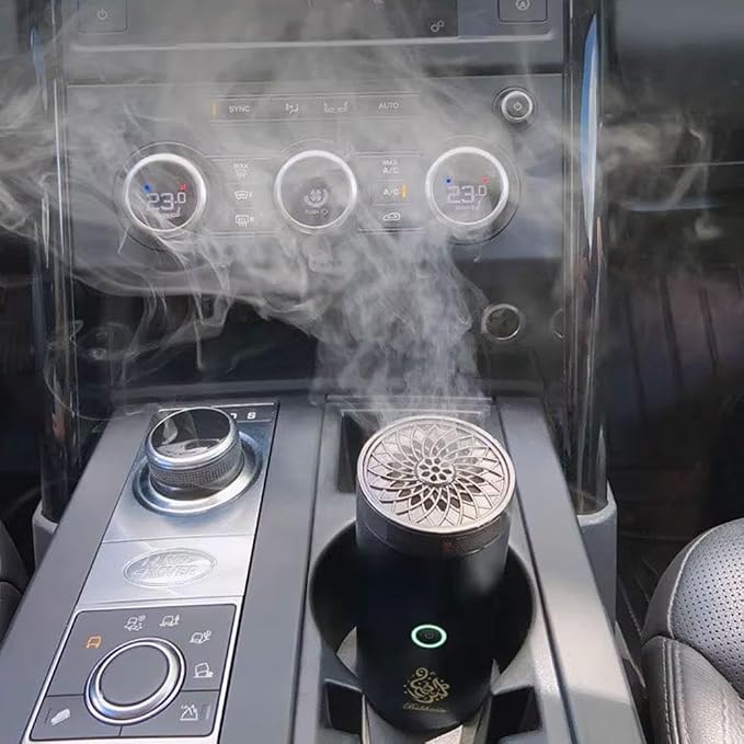 Car Incense Burner Electric Bakhoor Burner, Portable Aluminum Alloy USB Rechargeable Diffuser for Car Home Decor