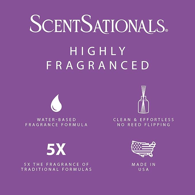 ScentSationals Water-Based Reed Diffuser - Cedar & Lavender - 5 FL OZ Aromatherapy Reed Diffuser