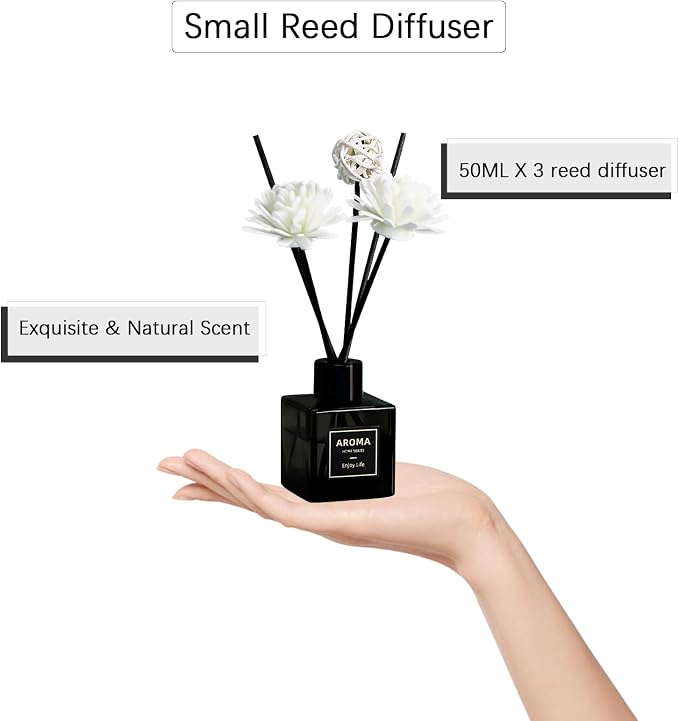 Reed Diffuser Set of 3,Lavender Scented Oil Diffuser with 15 Sticks,(50ml) x 3 Home Fragrance Reed Diffuser for Home Living Room Bedroom Bathroom Air Freshener