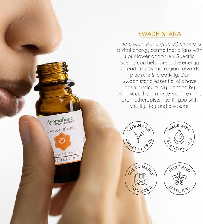 Sacral Chakra, Third Eye Chakra, Crown Chakra Essential Oil Diffuser Blends by Aromafume | 3 x 10ml/0.33 fl oz| Aromatherapy Oils for Chakra Balance | Chakra Incense for Meditation, Yoga, Reiki