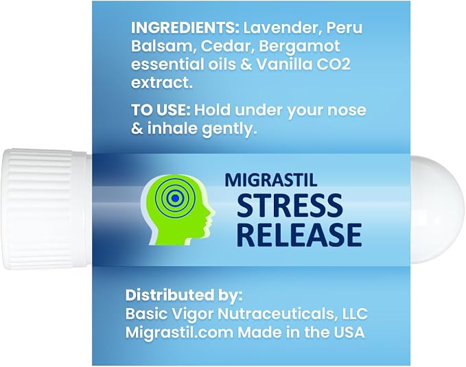 Basic Vigor Vertigo Ease Roll-on and 2-Pack Migrastil Stress Release Inhaler Bundle