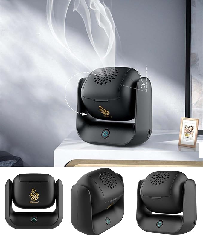 Luxury Electric Bakhoor Burner 2025 Portable USB Type-C Rechargeable Mini Incense Diffuser Arabic bakhoor Muslim Incense Holder for Car and Home,B36 Black