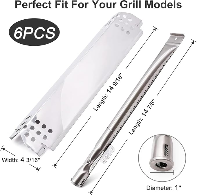 Criditpid Grill Replacement Parts for Nexgrill 6 Burner 720-0898, 720-0898A, Nexgrill 720-0830H 720-0783E 720-0888 720-0888N Gas Grill, Grill Heat Plates Burners and Igniters for Nexgrill Parts