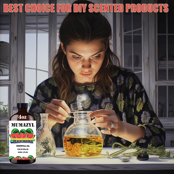 Watermelon Essential Oil, Watermelon Oil 4 Fl Oz 120ML for Diffuser Humidifier Yoga Cleaning DIY Candle Soap Making MUMAZYL Essential Oils