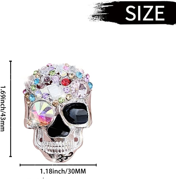 Bling Skull Air Vent Clips, 4 Pcs Crystal Skull Car Air Fresheners Vent Clips Car Diffuser Vent Clip Rhinestone Diamond Decoration Cute Interior Decor Bling Accessories for Women