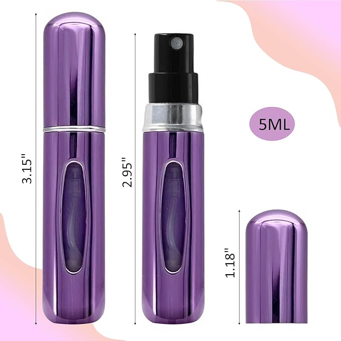 Atomizer Sprayer for Perfume, Travel Size Perfume Refillable Bottle Cologne Spray Bottles Empty Small and Portable, Easy to Filling Suitable for Traveling, Business, Outgoing(5ml, 6PCS)