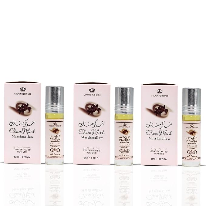Al-Rehab Choco Musk Marshmallow Perfume Oil Roll-On - 6ml (0.2 oz) | Gourmand Fragrance with Strawberry, Marshmallow & Cocoa | Sweet, Fluffy & Addictive | Arabian Dessert Scent (Pack of 3)