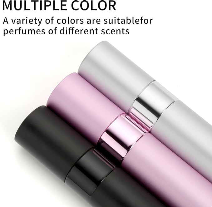 Perfume Travel Refillable Atomizer 8ML (3PCS) - Empty Cologne Spray Bottle, Portable & Leakproof Sprayer for Travel (Blue, Silver, pink)