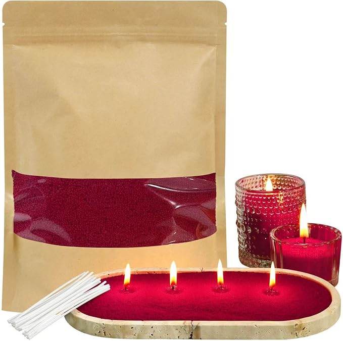 1.1LB Rose Scented Candle Sand with Wicks, Candle Wax for DIY Candles Making, Refillable Beaded Wax Non-Toxic Sand Beaded Waxs Customized Making for Home Decoration Wedding Party (Rose Scented)