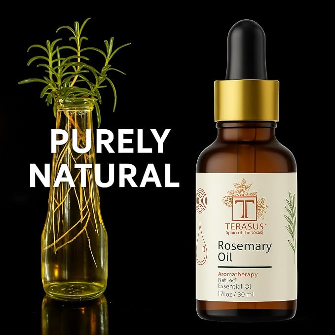 Rosemary Essential Oil for Hair & Scalp – 100% Pure, Steam Distilled, Undiluted – 30ml Glass Bottle for Diffuser & Aromatherapy