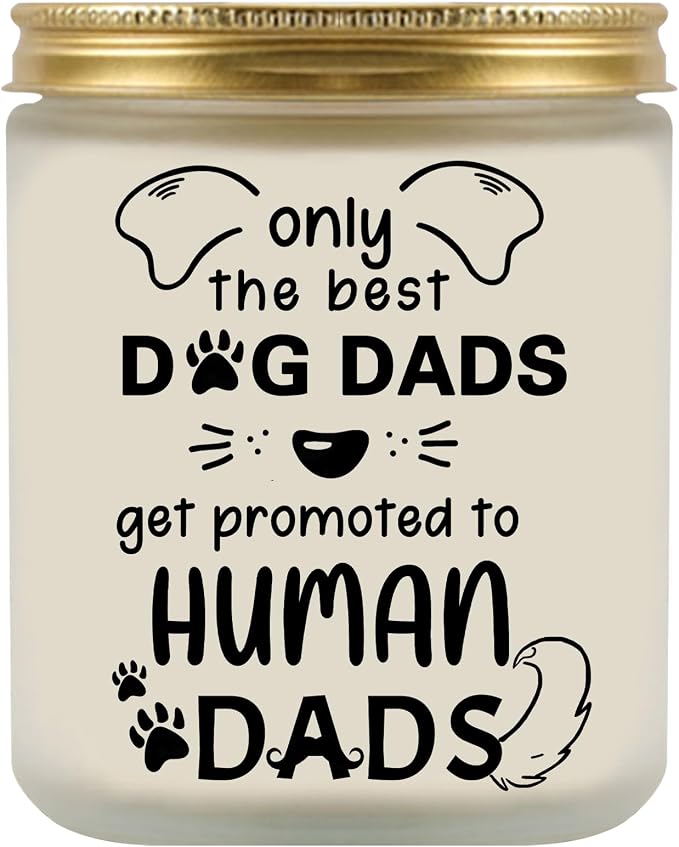 New Dad Gifts, Dog Print Lavender Scented Candle - Fathers Day Gift for First Time Dad