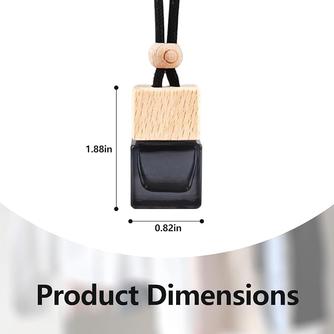 4 Pcs Hanging Car Air Freshener Bottles, Empty Black Glass Diffuser with Essential Oil - Refillable Aromatherapy Pendant for Auto, Home, Office Decor (Square, Cube Shape)