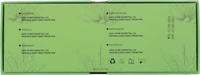 Essential Oils Set,100% Pure Natural,(Peppermint/Patchouli/Rosemary/Lemongrass/Vanilla/Lavender),for Aromatherapy and Home Fragrance,Spring Aroma Therapy Oil,Gift (0.33Fl Oz*6, Grass Set)