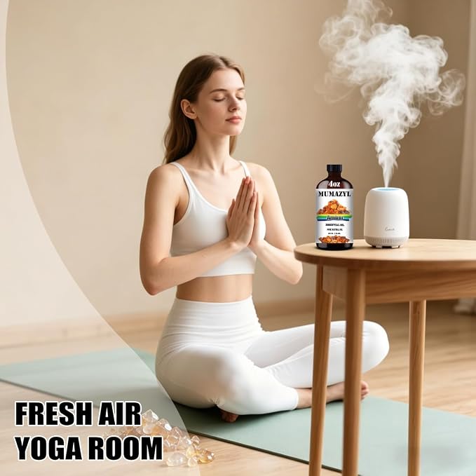 Amber Essential Oil, Amber Oil 4 Fl Oz 120ML for Diffuser Humidifier Yoga Cleaning DIY Candle Soap Making MUMAZYL Essential Oils
