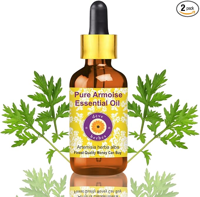 Deve Herbes Pure Armoise Essential Oil (Artemisia herba alba) with Glass Dropper Steam Distilled 10ml (0.33 oz)
