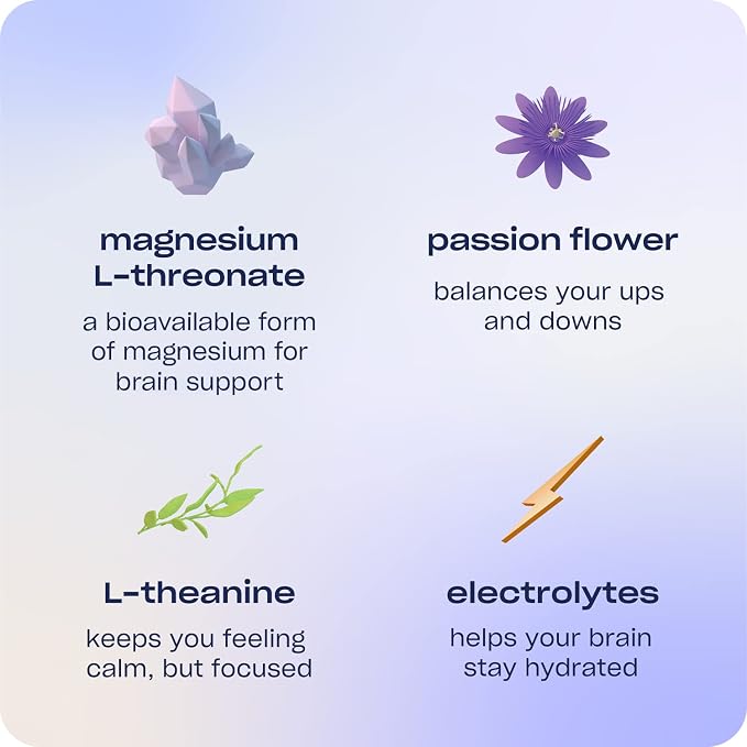 Recess Mood Powder, Magnesium L-Threonate Blend with Passion Flower, L-Theanine, Electrolytes, Magnesium Calm Support Powder Supplement - Gradient Berry 28 Serving Tub