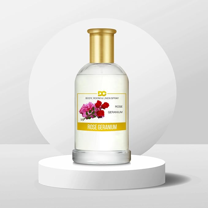 Daniella's Candles Rose Geranium Body Room and Linen Spray, Natural Body Mist & Room Spray, Long Lasting Fragrance, 100ml/3.4oz
