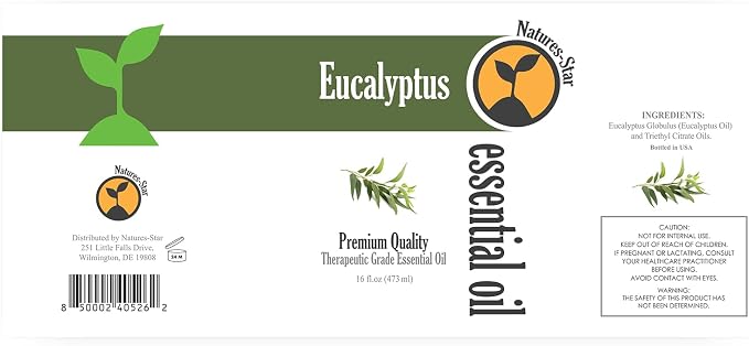 Natures-Star 16oz Eucalyptus Essential Oil, Therapeutic Grade, Candle Making, Candle Scents, Soap Making, Aromatherapy Oil - Eucalyptus Scent