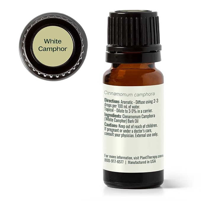 Plant Therapy White Camphor Essential Oil 10 mL (1/3 oz) 100% Pure, Undiluted, Natural Aromatherapy