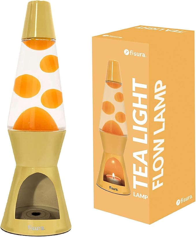 Fisura - Magma lamp with Candle for Adults Without Electricity. Candle lamp, Friendly with the Nature Lamps. Original Gift. 11.4 in x 3.3 in (Candles not Included) (Yellow)